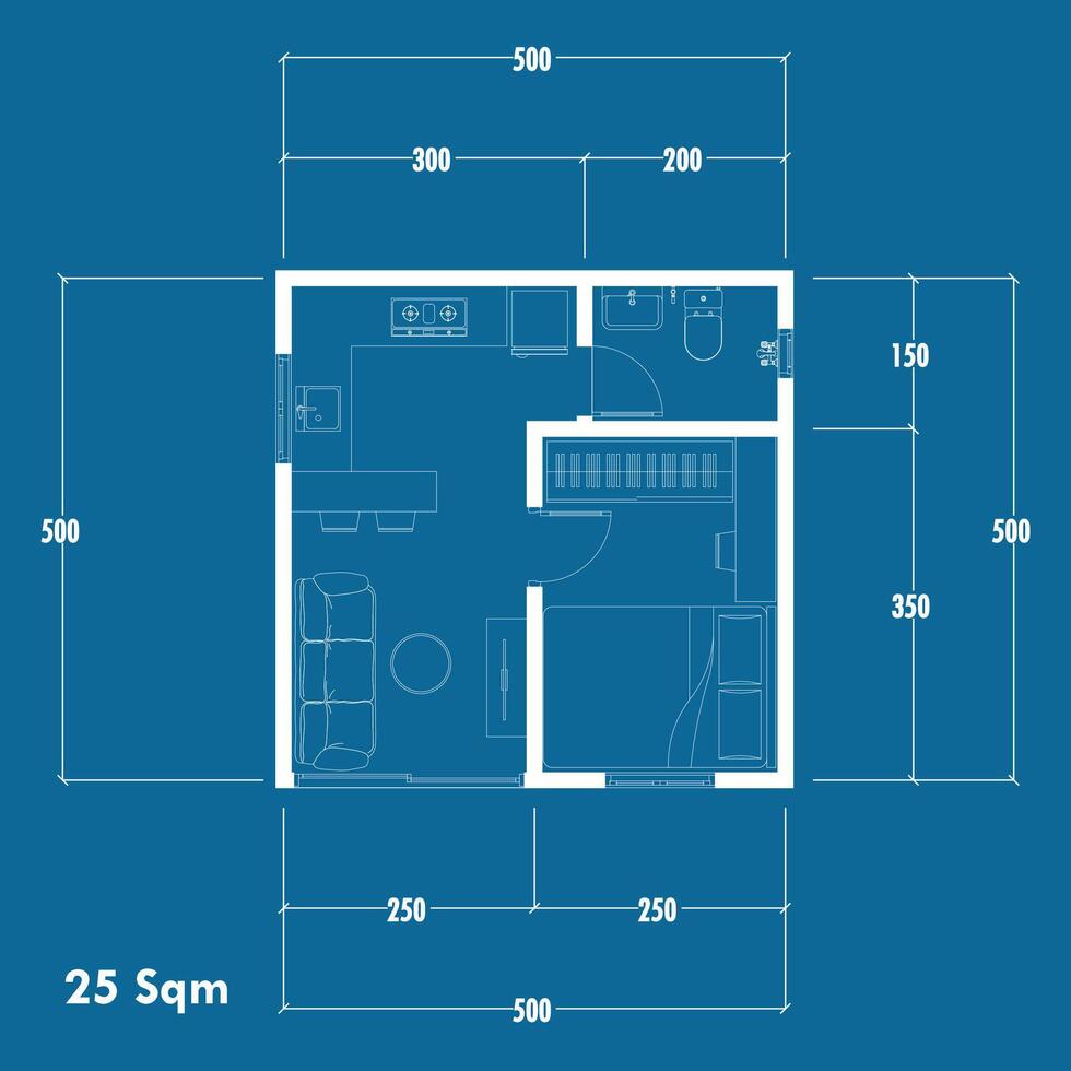 Floor plan blueprint, Figure of the jotting sketch of the construction and the industrial skeleton of the structure and dimensions. eps 10 vector