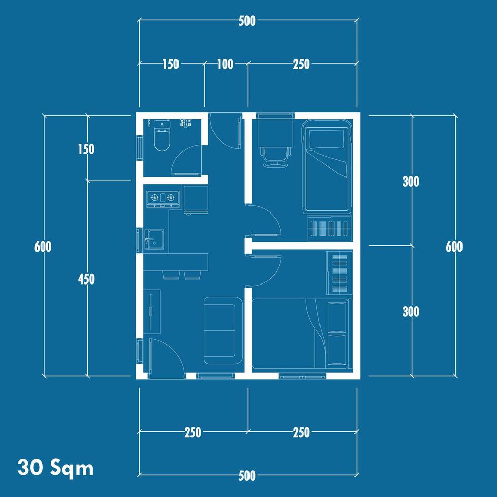 Floor plan blueprint, Figure of the jotting sketch of the construction and the industrial skeleton of the structure and dimensions. eps 10 vector