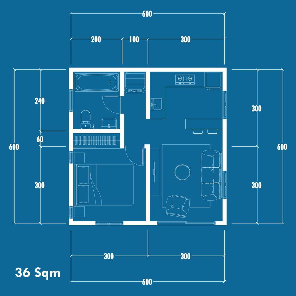 Floor plan blueprint, Figure of the jotting sketch of the construction and the industrial skeleton of the structure and dimensions. eps 10 vector