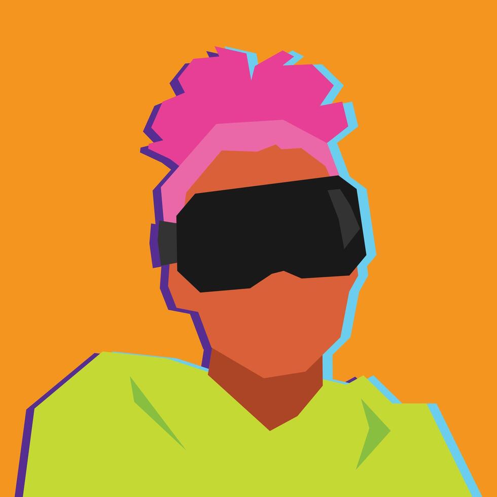 Portrait of young girl with virtual reality headset. Concept of modern, futuristic, technology. Suitable for avatar, profile, poster, design purpose. Flat illustration. vector