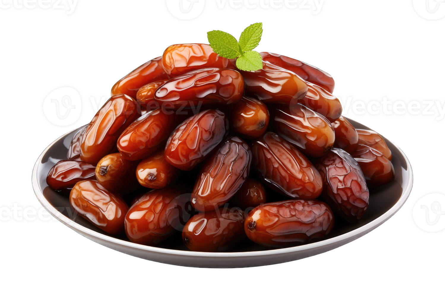 Dates in plate fasting month iftar concept transparent background cutout png