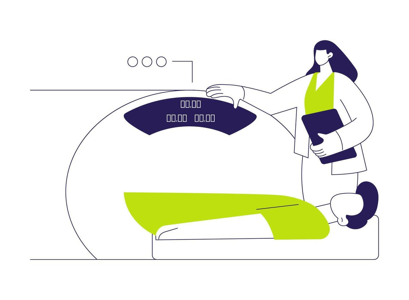 CT scan procedure abstract concept illustration. vector