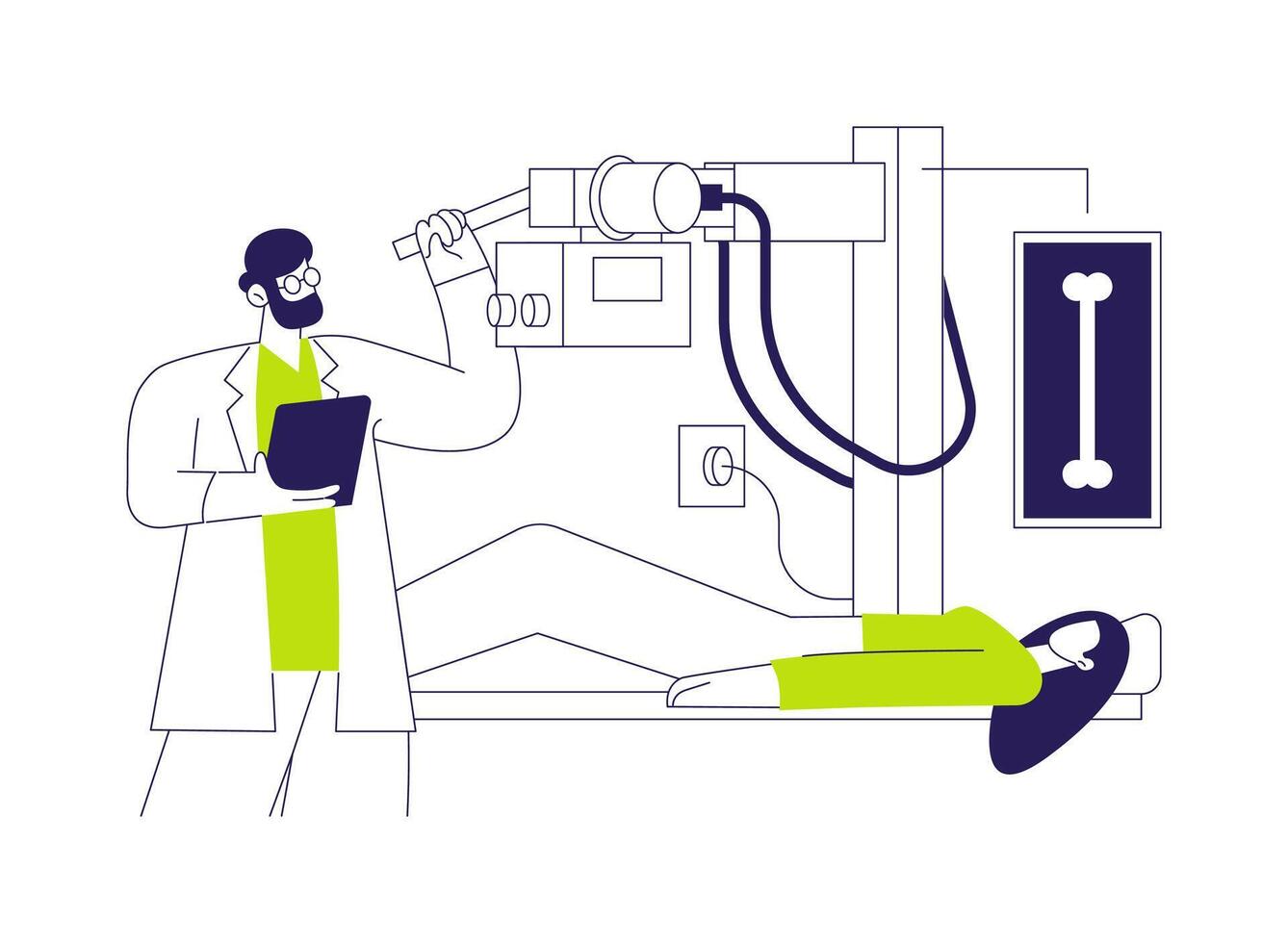 Fractures diagnosis abstract concept illustration. vector