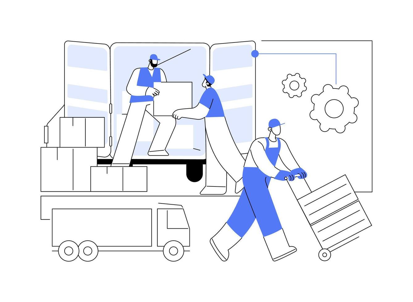 Unloading stock isolated cartoon illustrations. vector