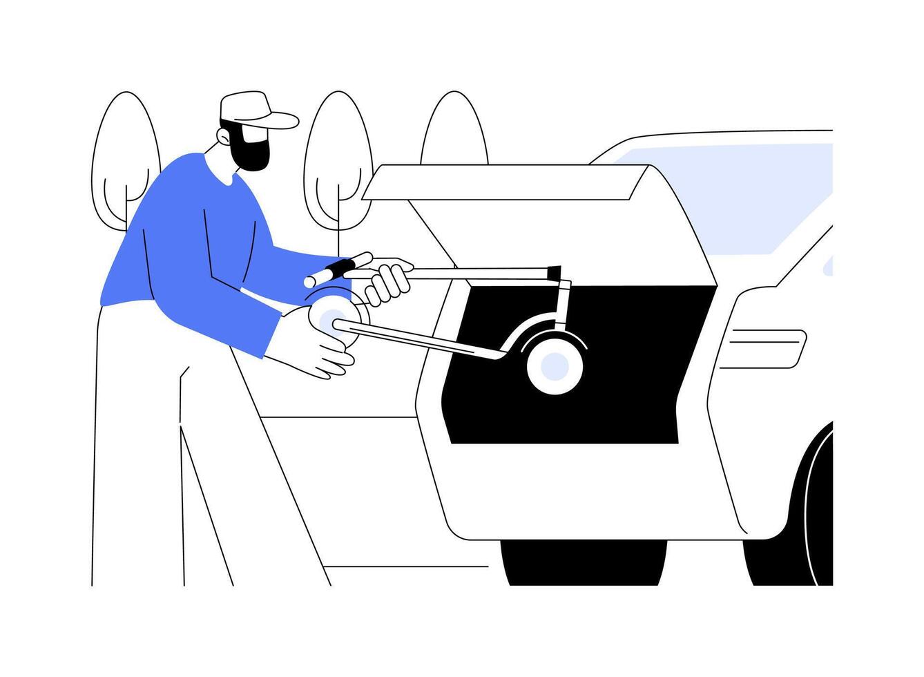 Compact vehicle solution isolated cartoon illustrations. vector
