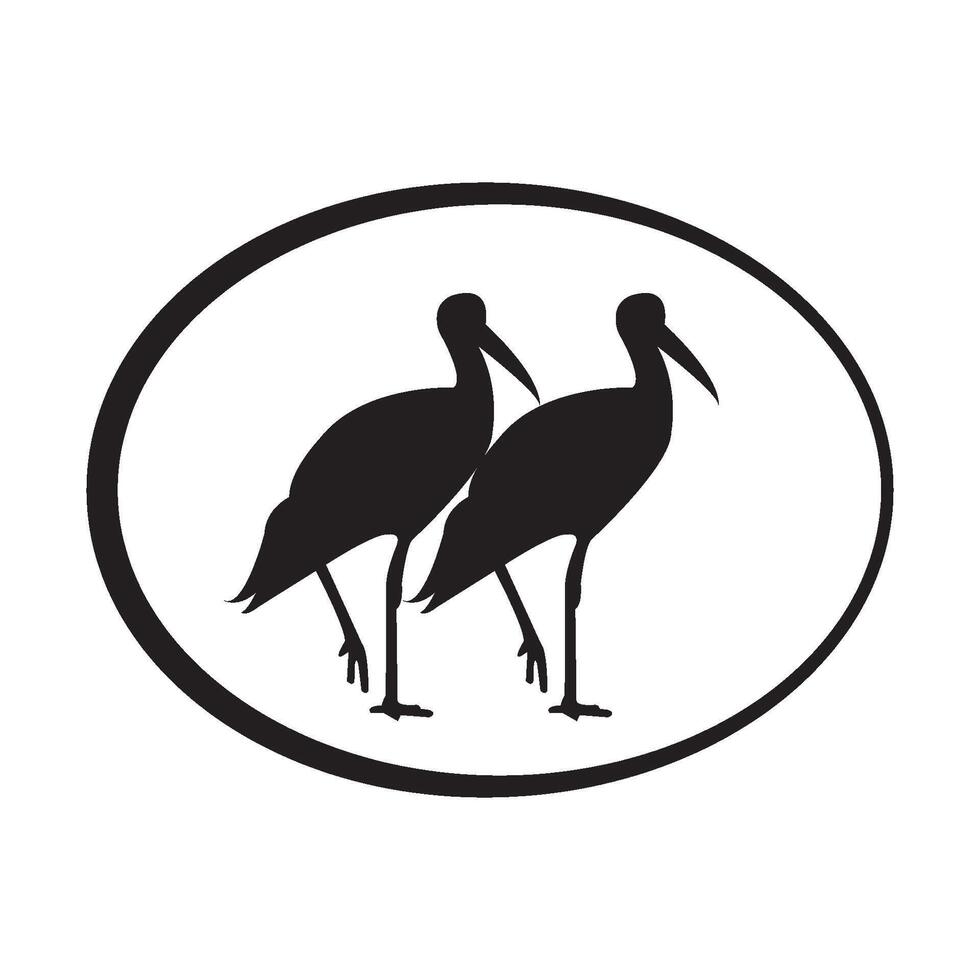 long-legged bird icon vector