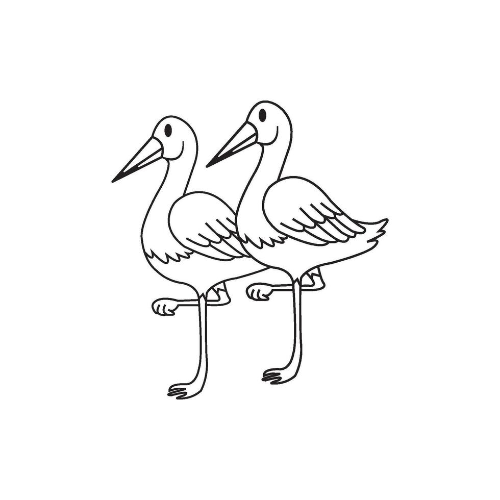 long-legged bird icon vector