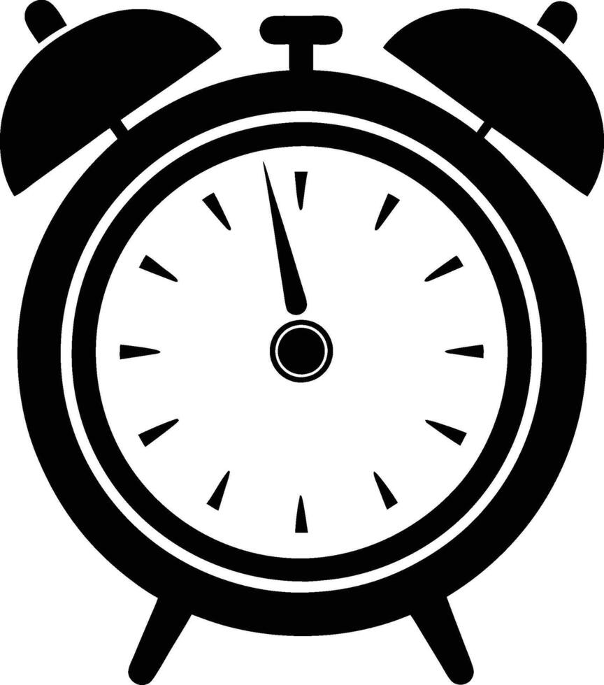 Black alarm clock icon isolated on white background Illustration. vector
