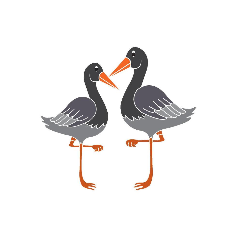 long-legged bird icon vector