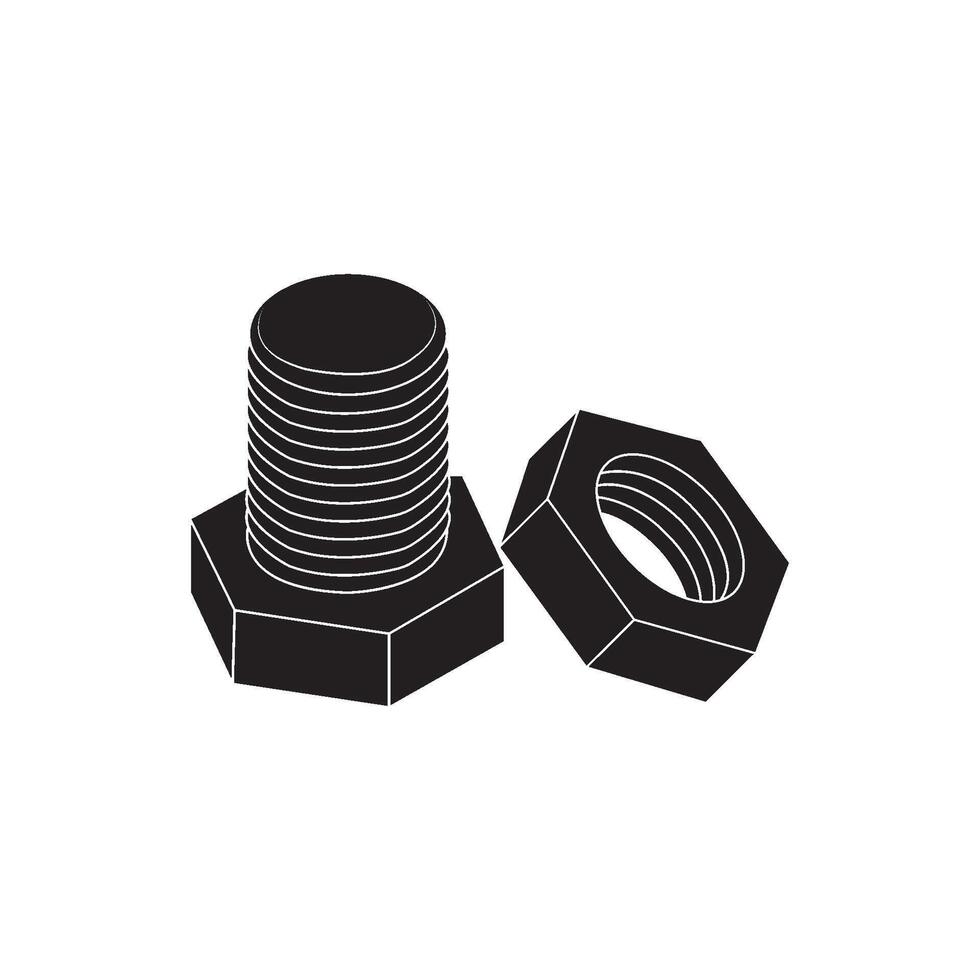 nut and bolt icon vector