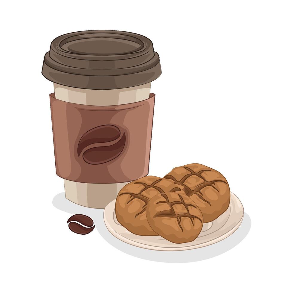 Illustration of coffee cup with biscuit vector