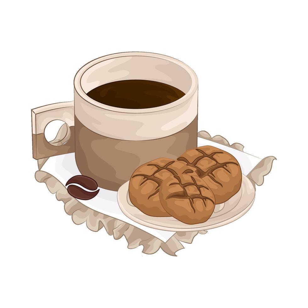 Illustration of coffee cup with biscuit vector