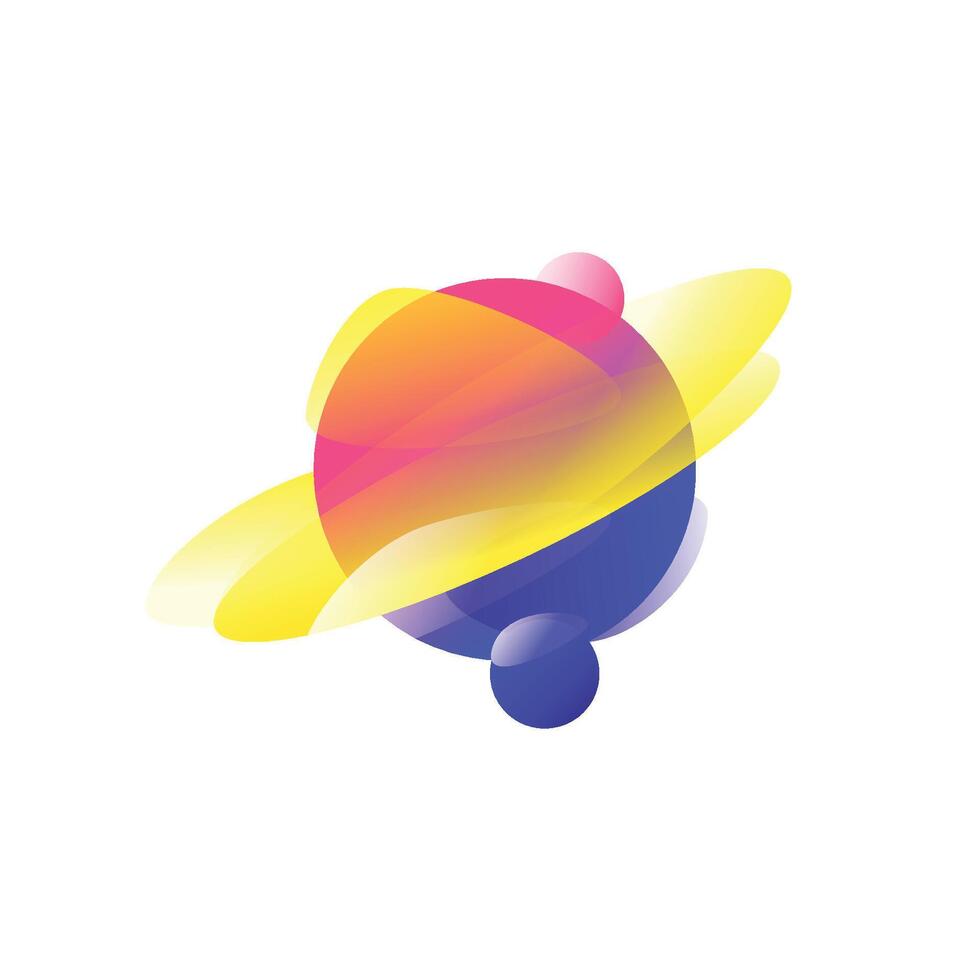 Illustration of the planet Saturn. Gradient flat icon. The planet of the solar system. A modern fashionable company logo. Icon isolated on white background. Emblem. vector