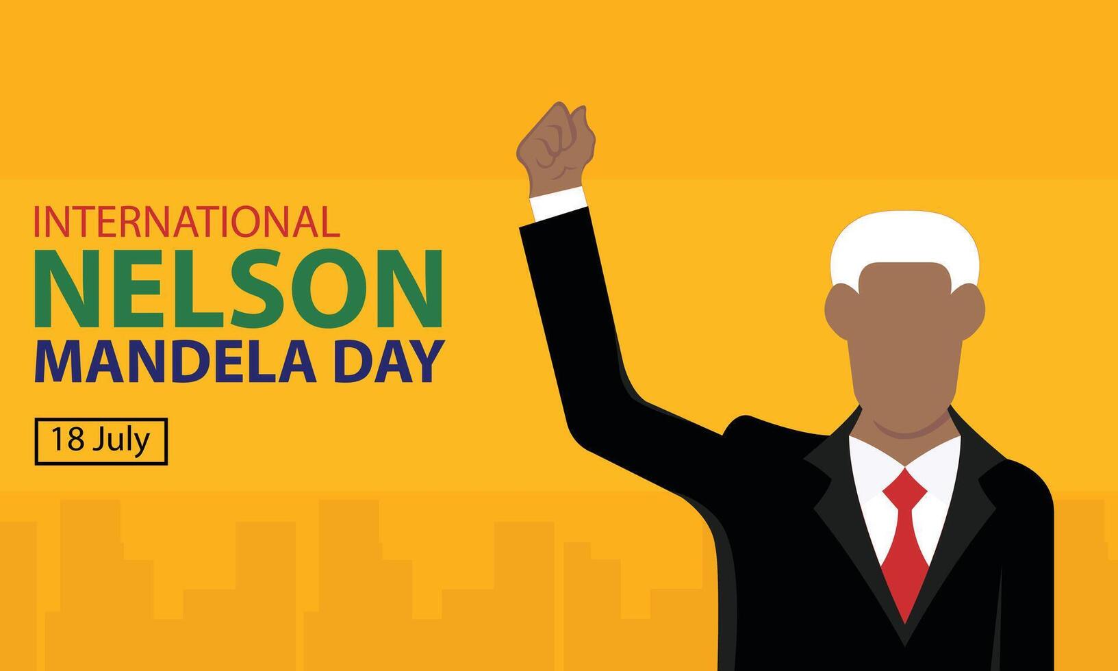 illustration graphic of a man in a suit raised one hand up, perfect for international day, international nelson mandela day, celebrate, greeting card, etc. vector