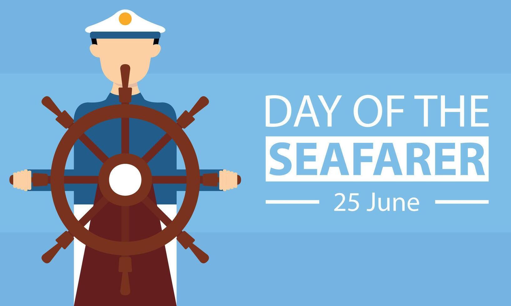 illustration graphic of a sailor holds the helm of a ship, perfect for internationald ay, day of the seafarer, celebrate, greeting card, etc. vector