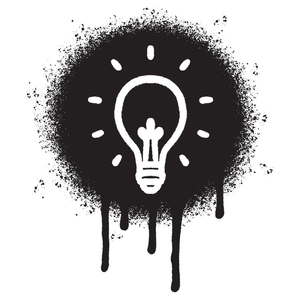 Spray Painted Graffiti Light Bulb line icon Sprayed isolated with a white background. vector