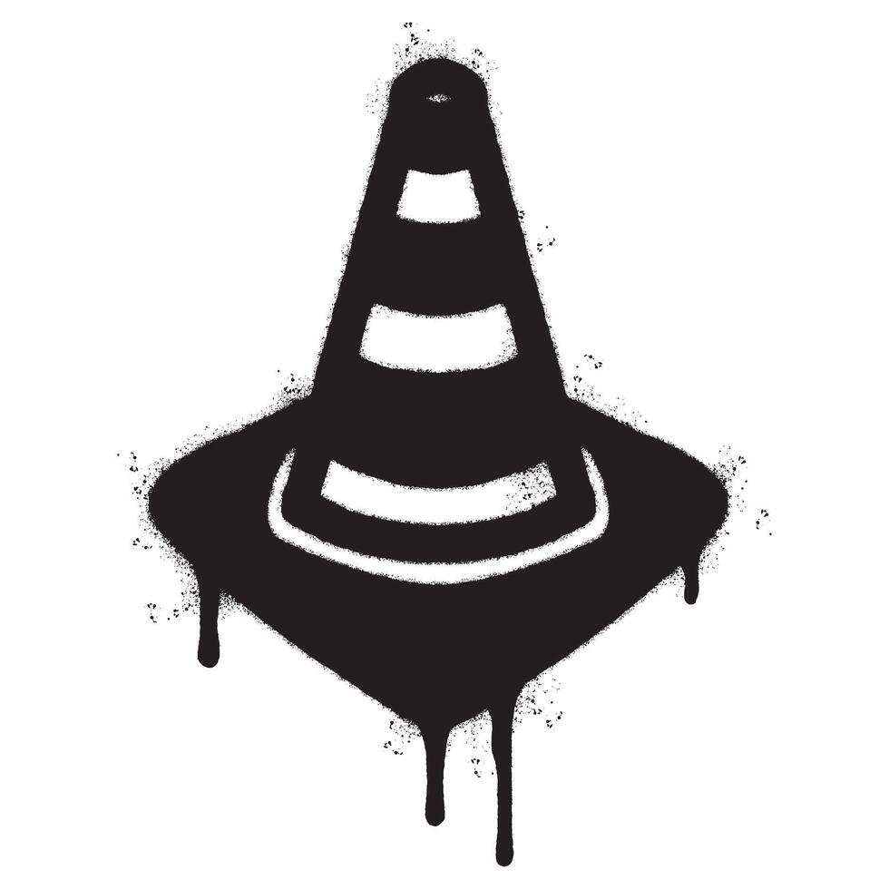 Spray Painted Graffiti traffic cone icon Sprayed isolated with a white background. vector