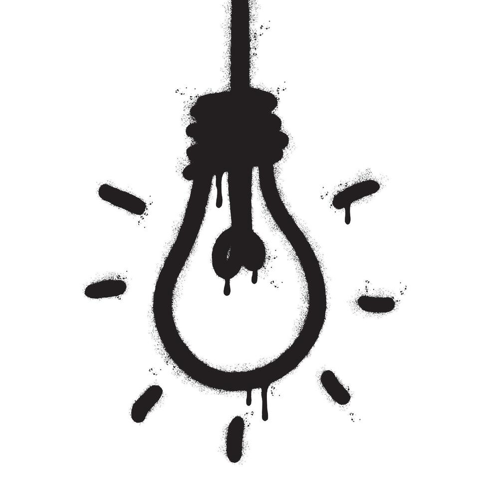 Spray Painted Graffiti Light Bulb line icon Sprayed isolated with a white background. vector