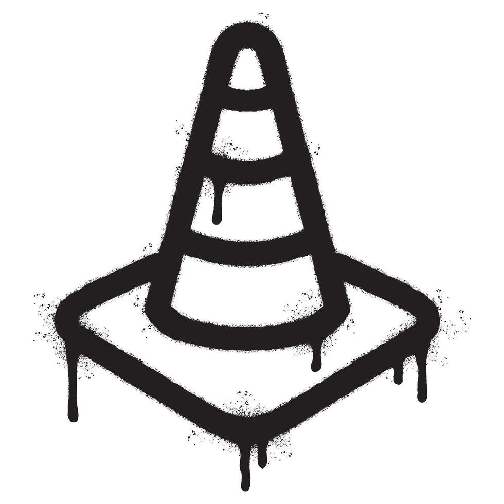 Spray Painted Graffiti traffic cone icon Sprayed isolated with a white background. vector