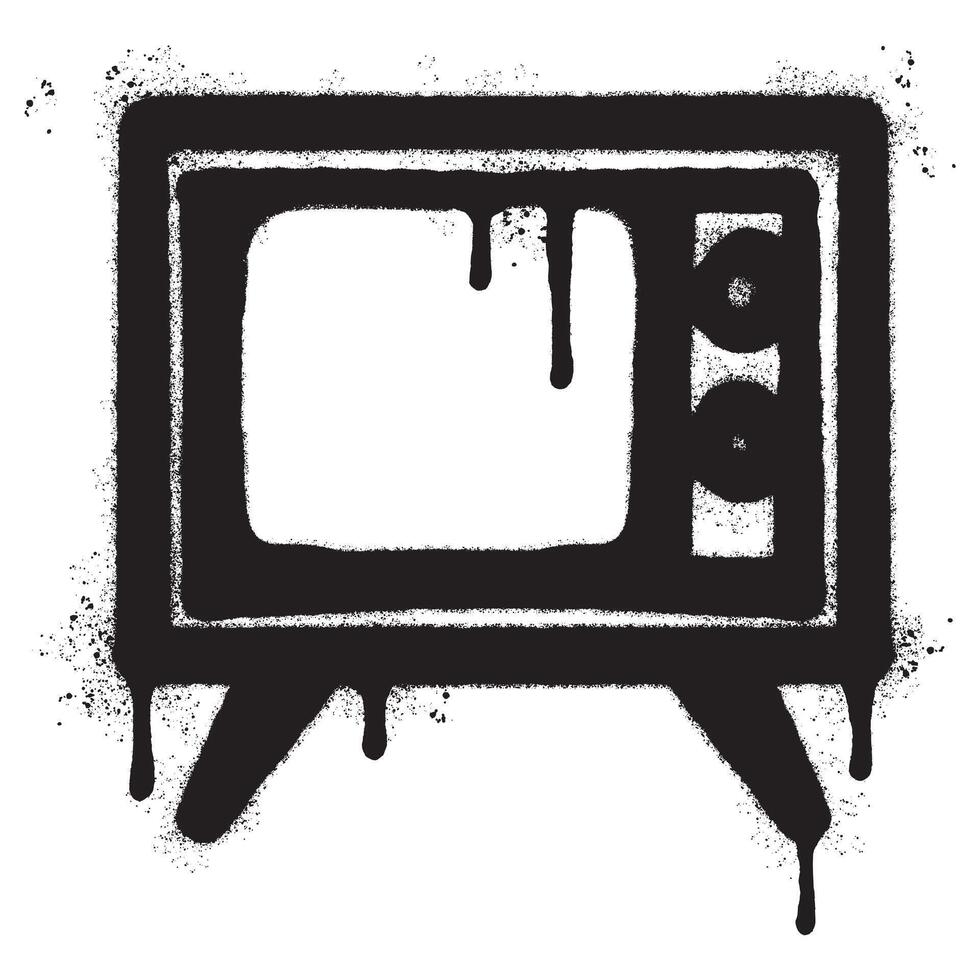 Spray Painted Graffiti retro television icon Sprayed isolated with a white background. vector