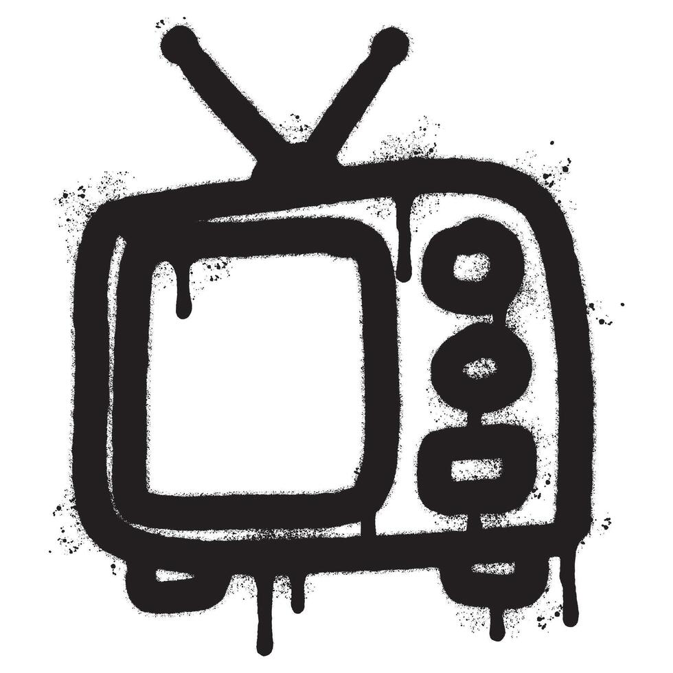 Spray Painted Graffiti retro television icon Sprayed isolated with a white background. vector