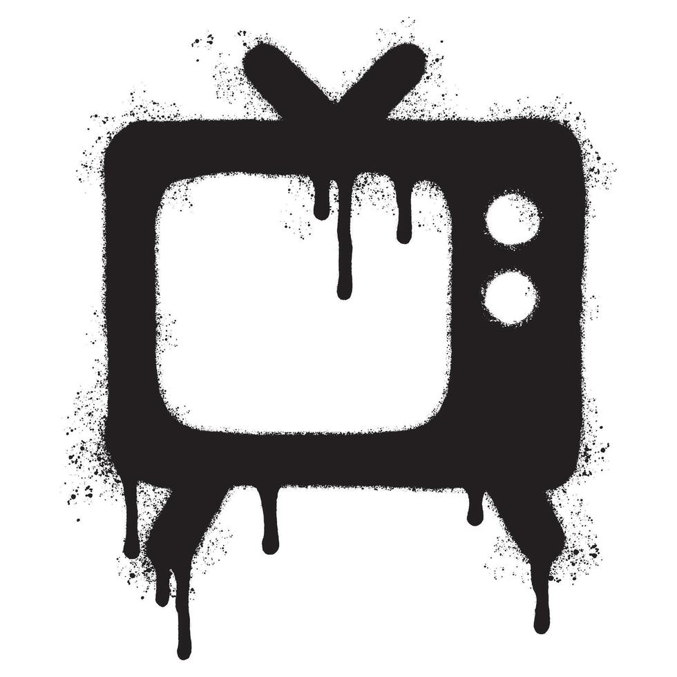 Spray Painted Graffiti retro television icon Sprayed isolated with a white background. vector