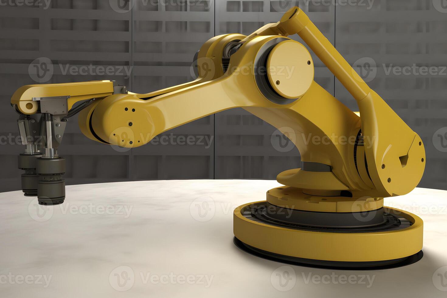 Industrial Robot Arm at Production Line at Modern Factory. Neural network photo