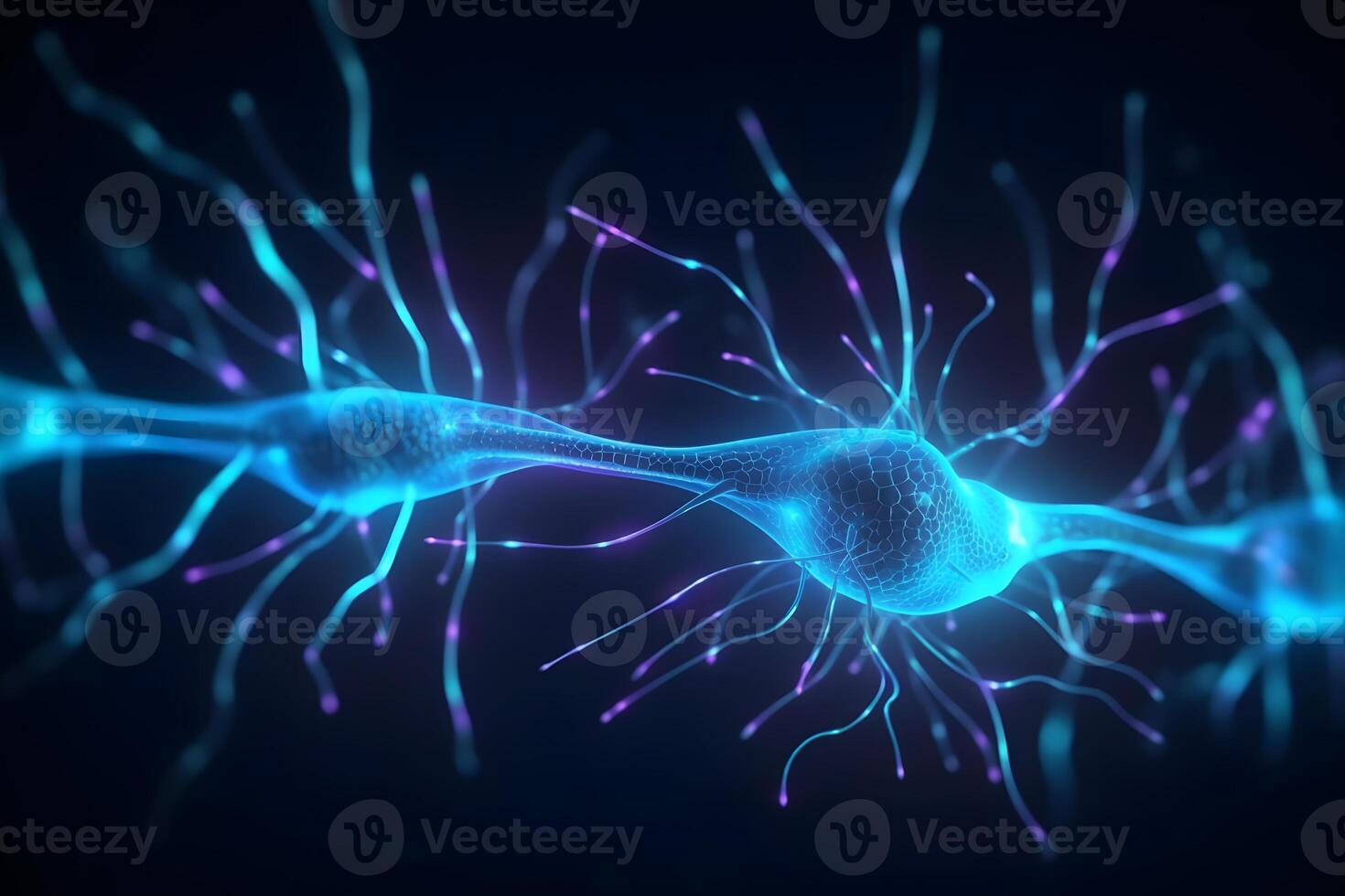 Digital illustration of brain neurons. Neural network photo