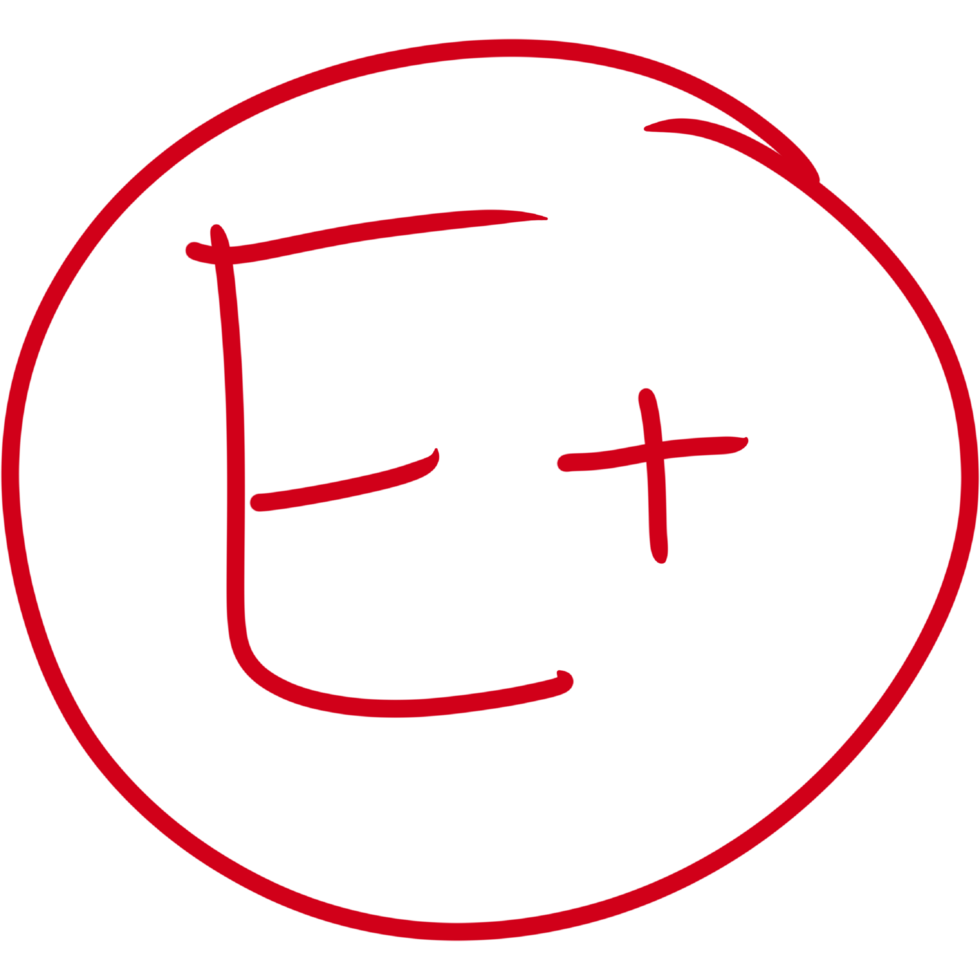 Grade results set. Hand drawn grade in red circle. png