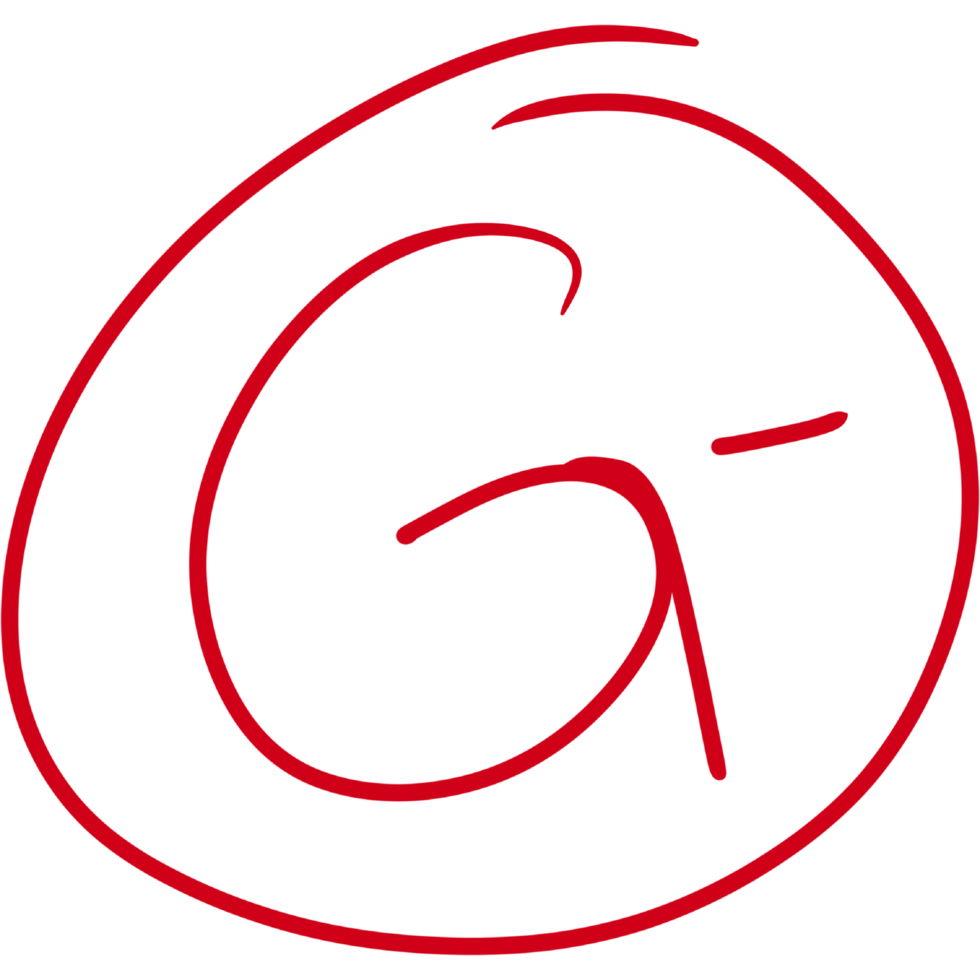 Grade results set. Hand drawn grade in red circle. png