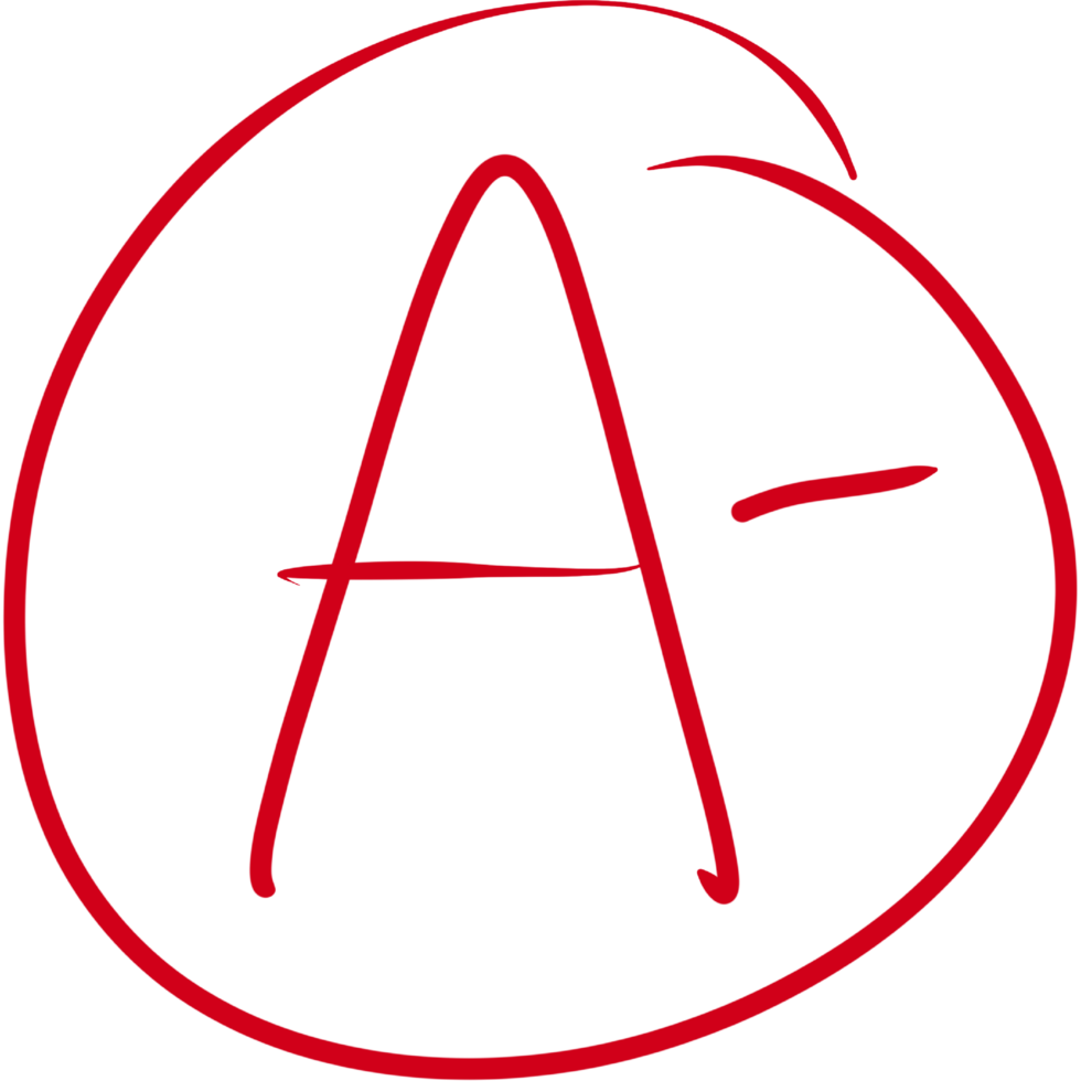 Grade results set. Hand drawn grade in red circle. png