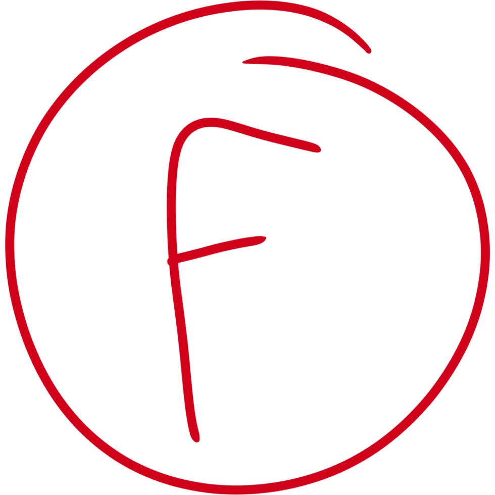 Grade results set. Hand drawn grade in red circle. png