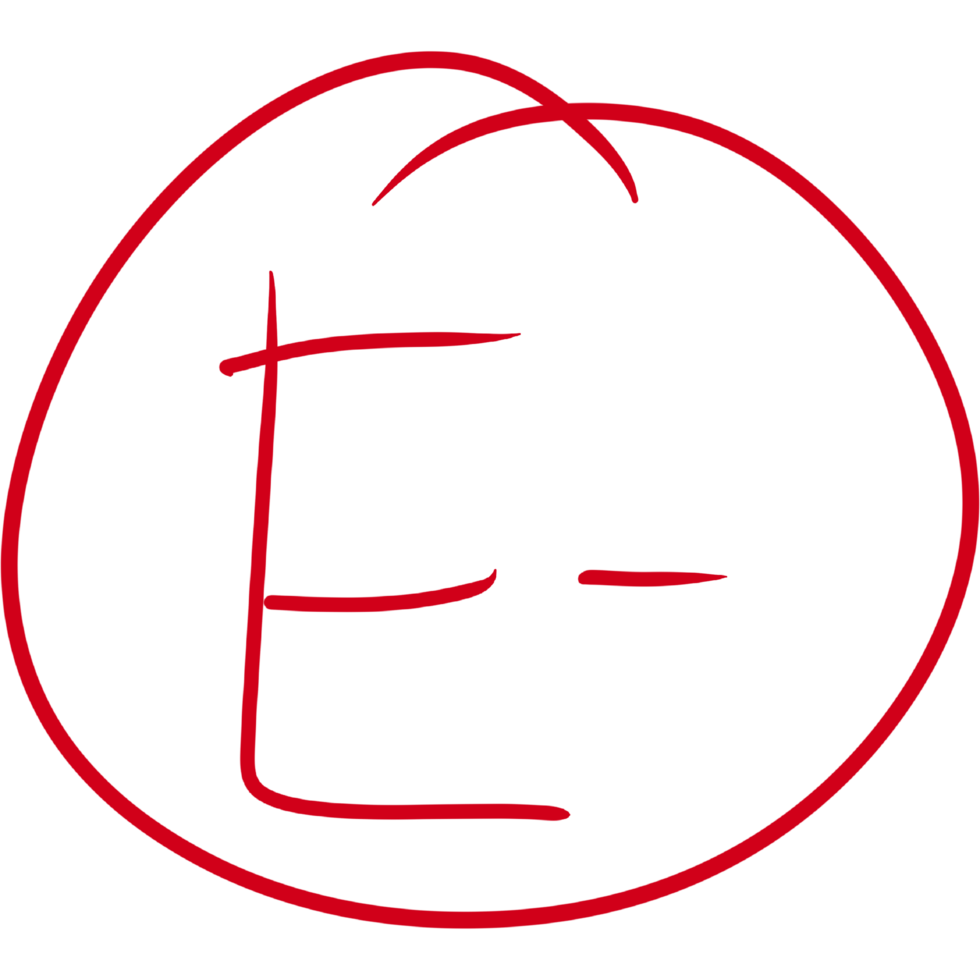 Grade results set. Hand drawn grade in red circle. png