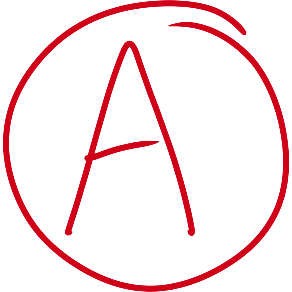 Grade results set. Hand drawn grade in red circle. png