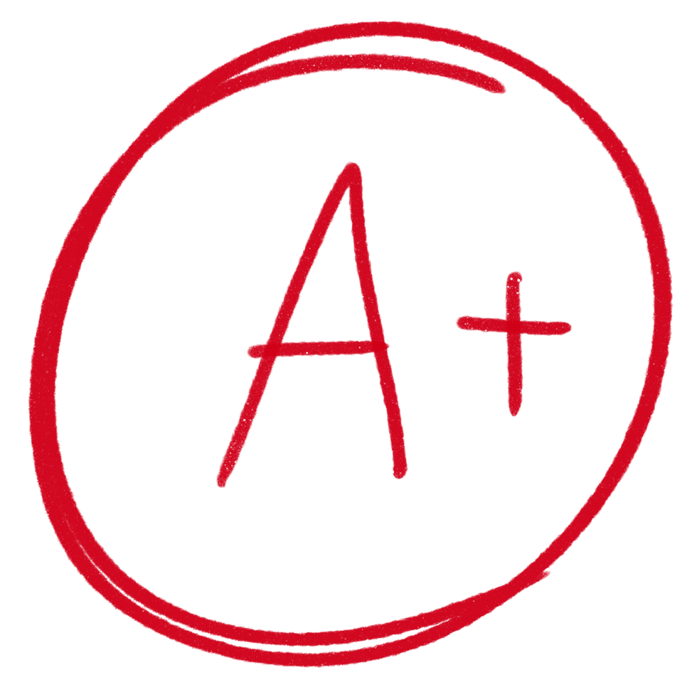 Grade results set. Hand drawn grade in red circle. png