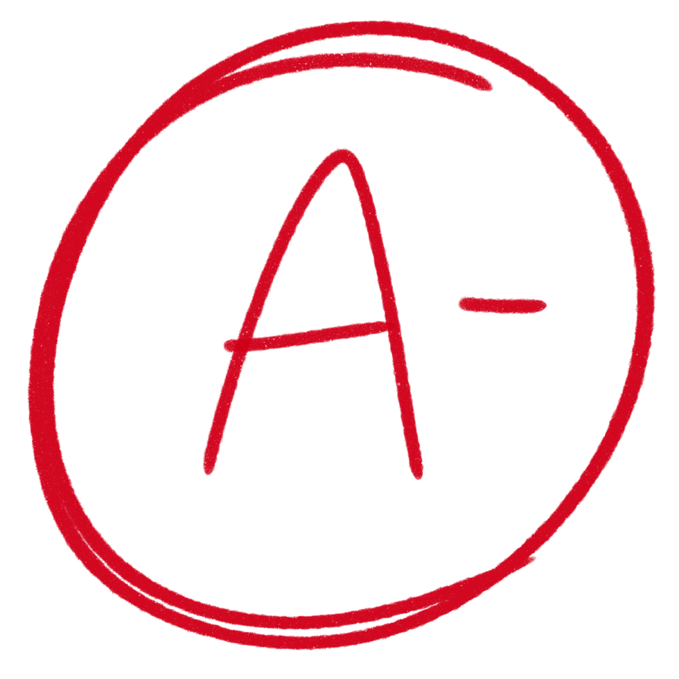 Grade results set. Hand drawn grade in red circle. png
