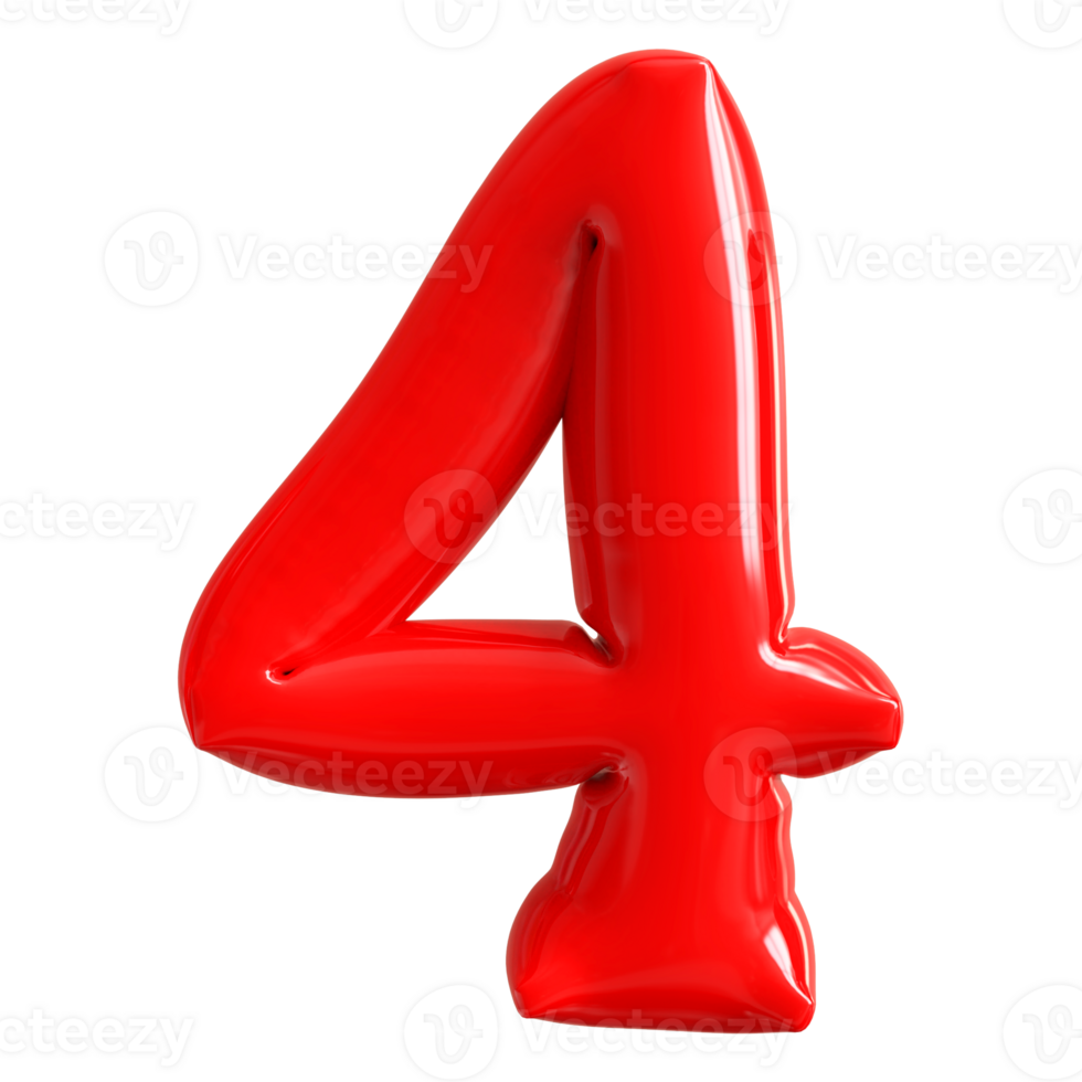 Red Bubble Number 4 png