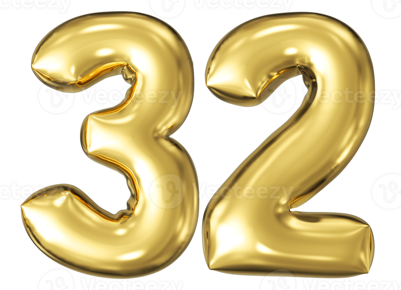 Gold Bubble Number 32 png