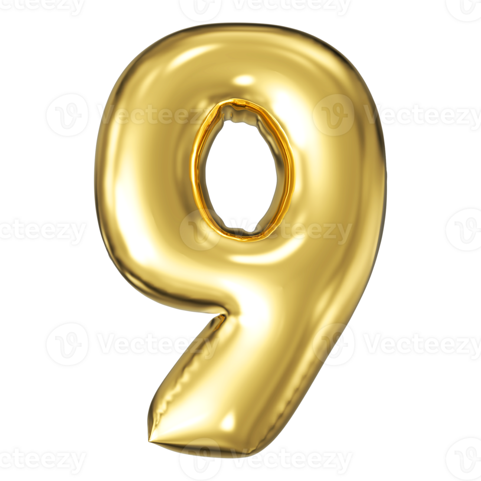 Gold Bubble Number 9 46597738 PNG