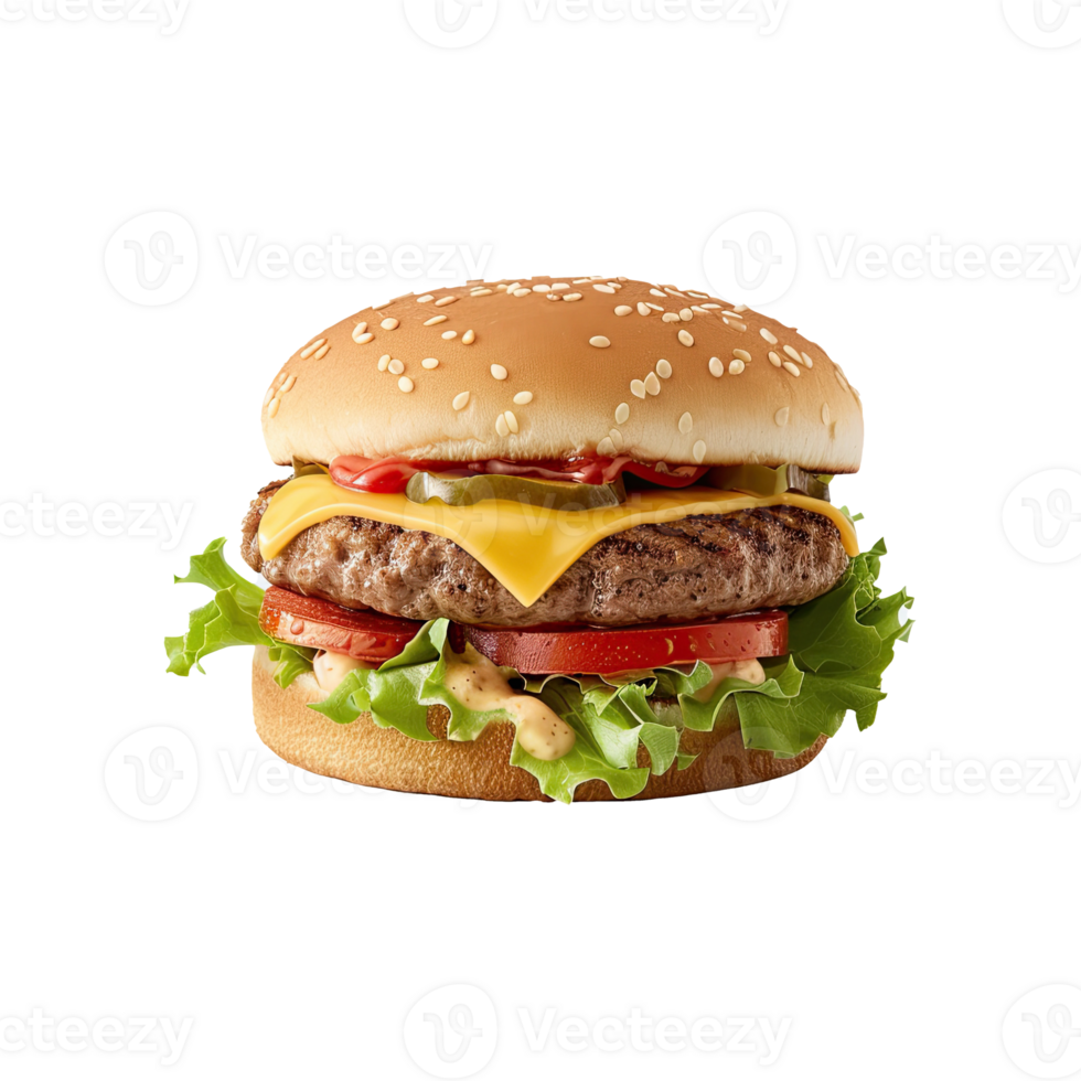 Hamburger on transparent background. png