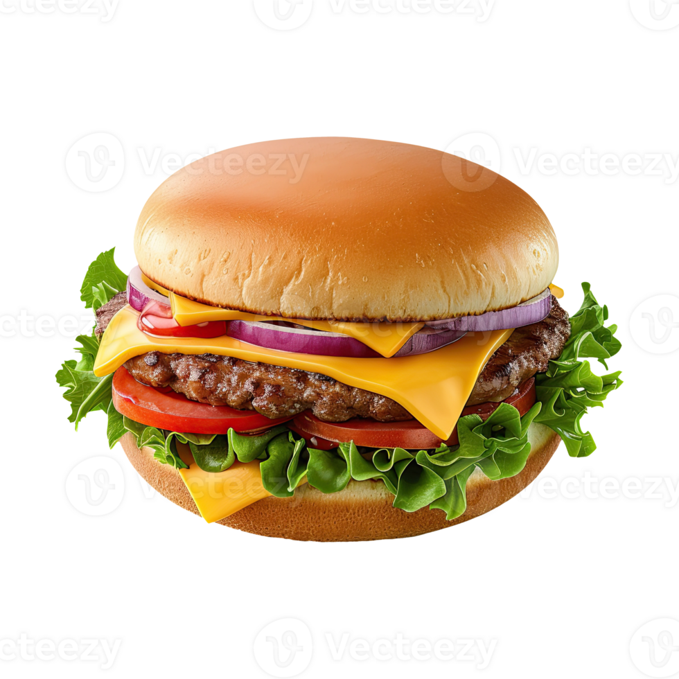 Hamburger on transparent background. png