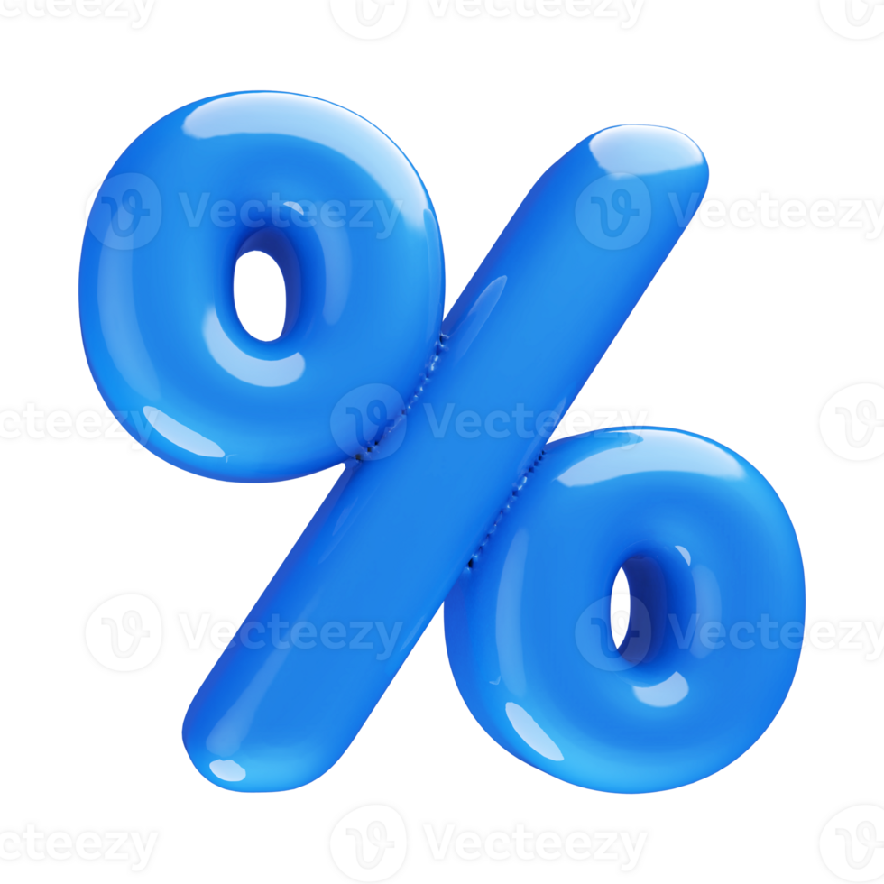 Blue 3D Percent Symbol png