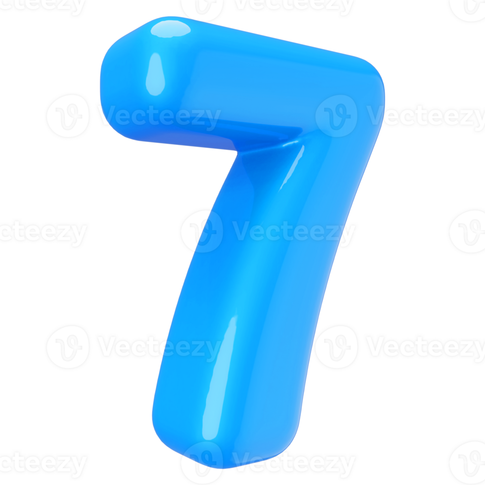 Blue 3D Number 7 png