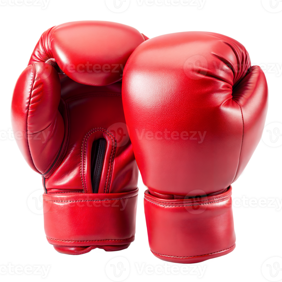 Pair of Red Leather Boxing Gloves On Transparent Background png