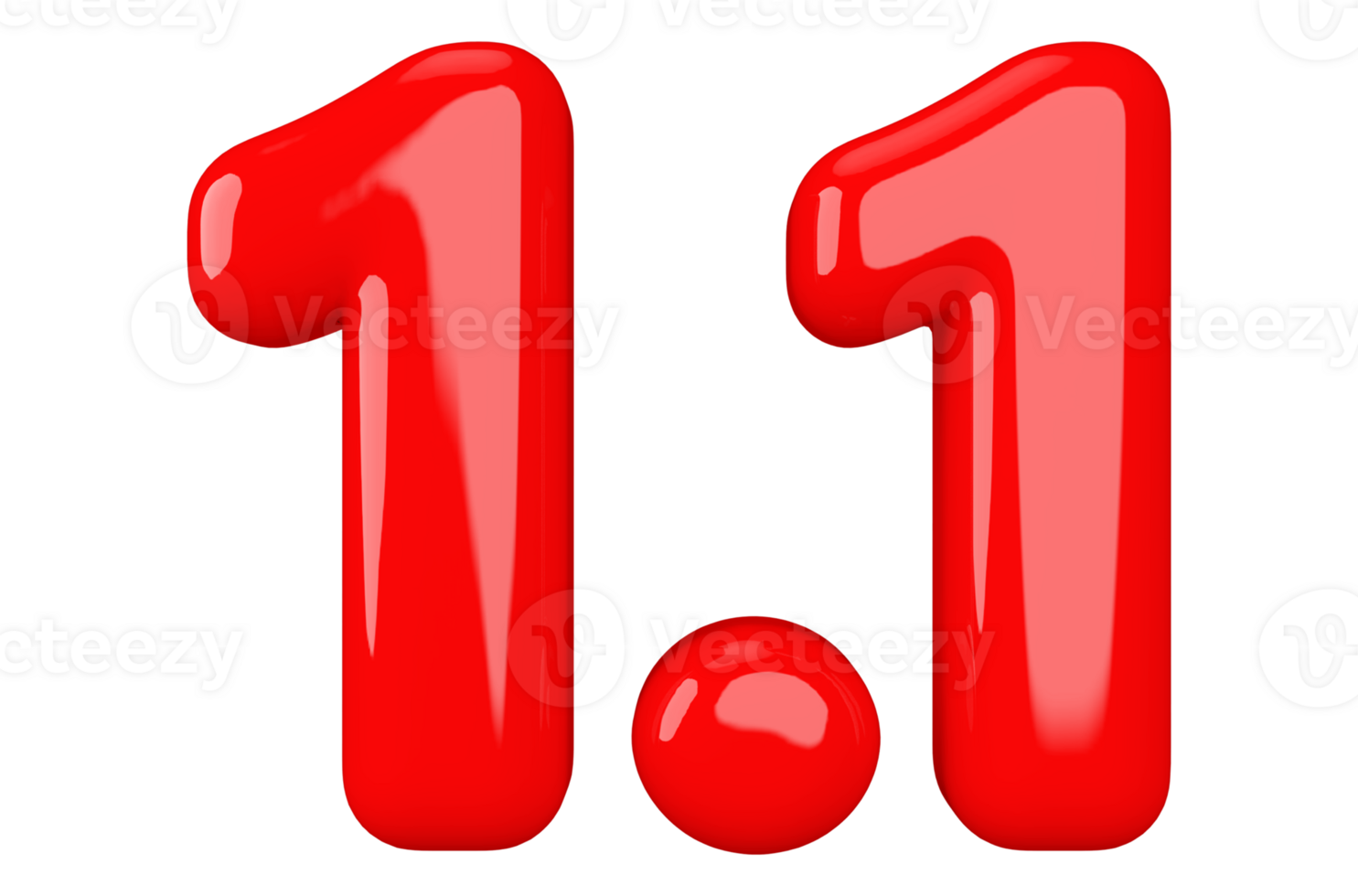 1.1 Sale Promotion Red Number 3D Render png