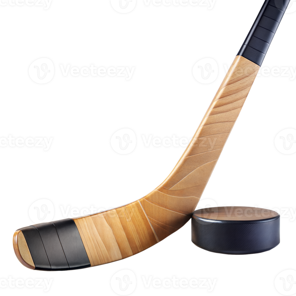 Wooden Hockey Stick and Puck On Transparent Background png