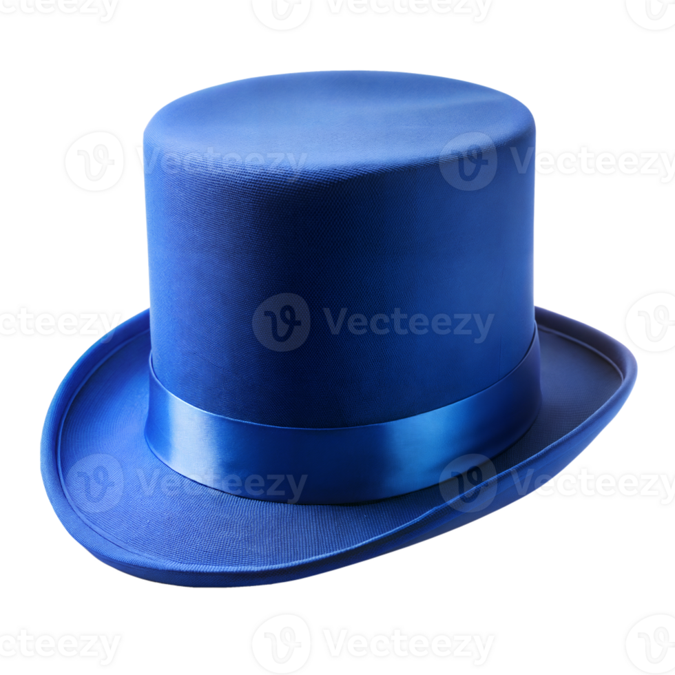 Blue Top Hat With Satin Ribbon On Transparent Background png