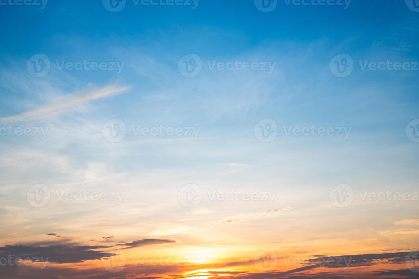 Beautiful , luxury soft gradient orange gold clouds and sunlight on the blue sky perfect for the background, take in everning,Twilight, Large size, high definition landscape photo