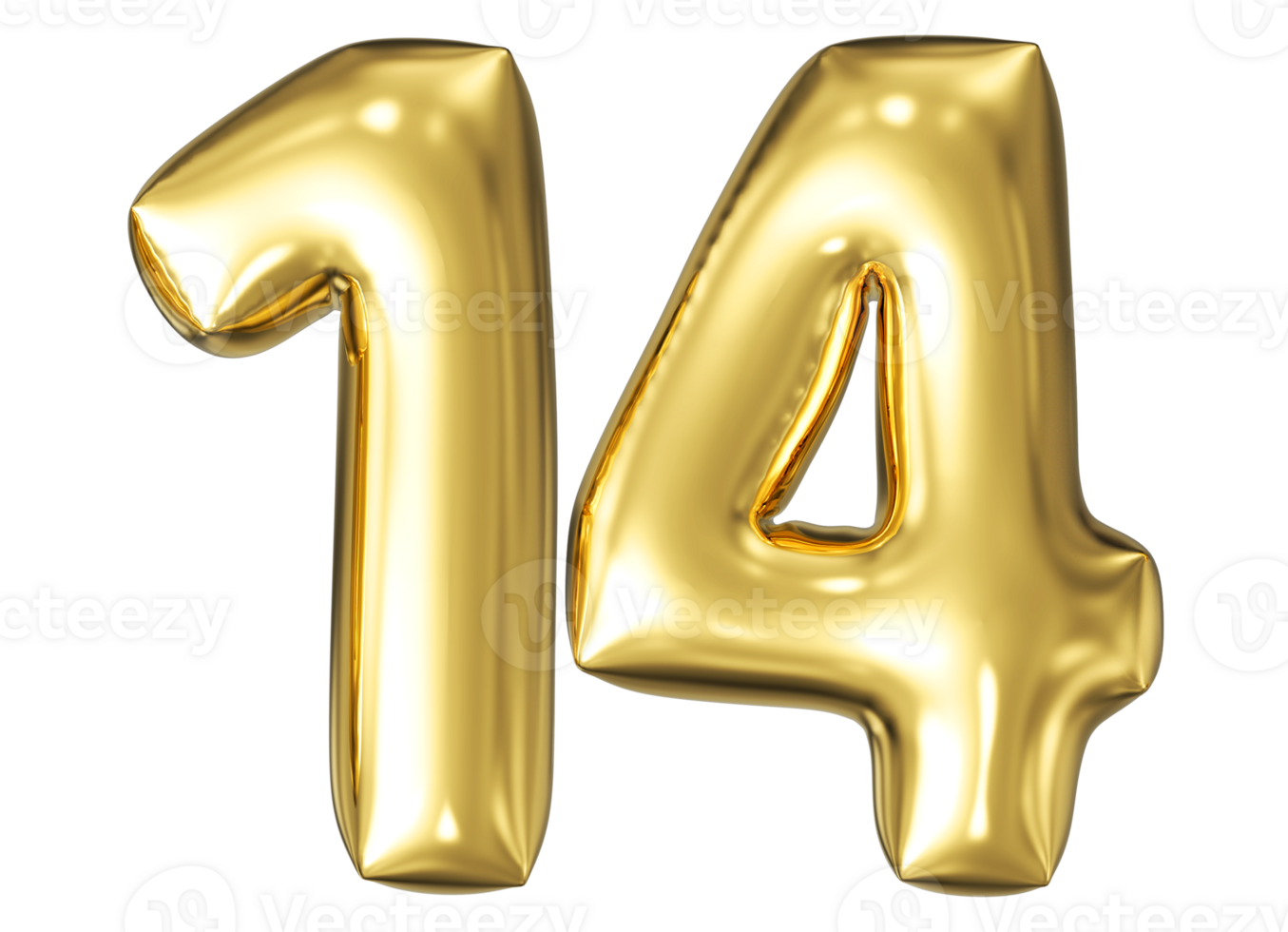 Gold Bubble Number 14 png