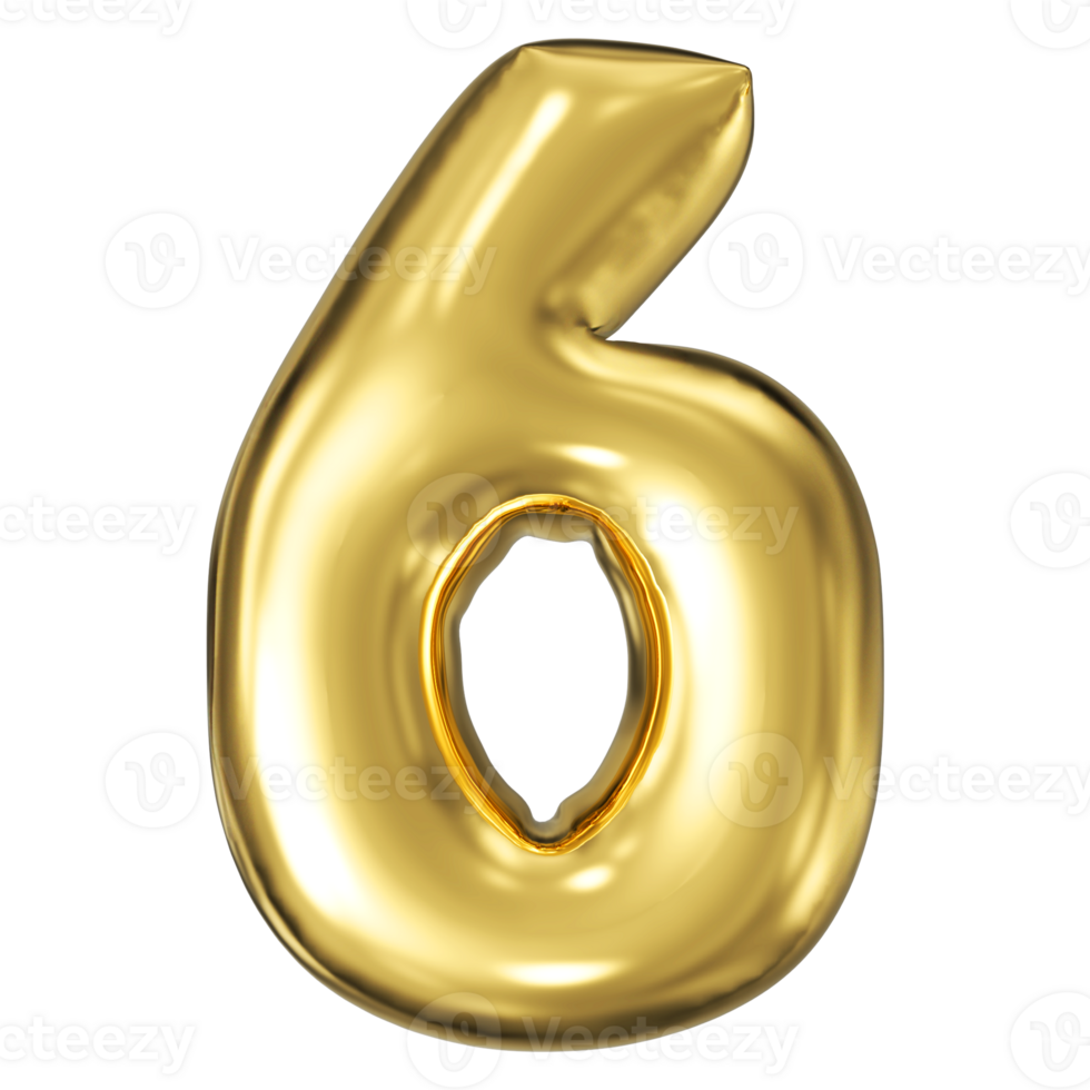 Gold Bubble Number 6 png